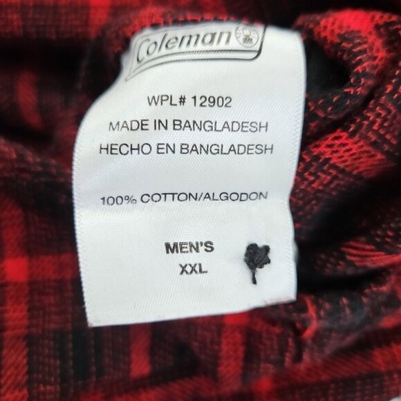 Coleman Midweight Flannel Shirt Men's XXL Red Black Plaid EUC LN Long Sleeves - Picture 5 of 15